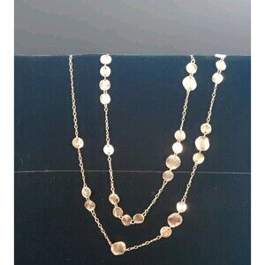 Longs Sliver Tone Necklace Round Disc Fashion Jewelry